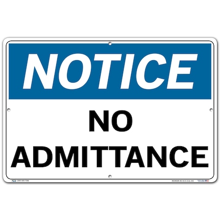 Vestil Aluminum Sign, 12-1/2" Height, 18-1/2" Width, Aluminum, Rectangle, English SI-N-01-D-AL-040